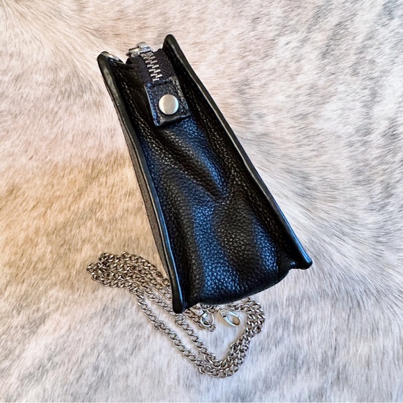 Foley + Corinna Black Leather & White Suede Crossbody Bag or Clutch Handbag - Picture 14 of 16